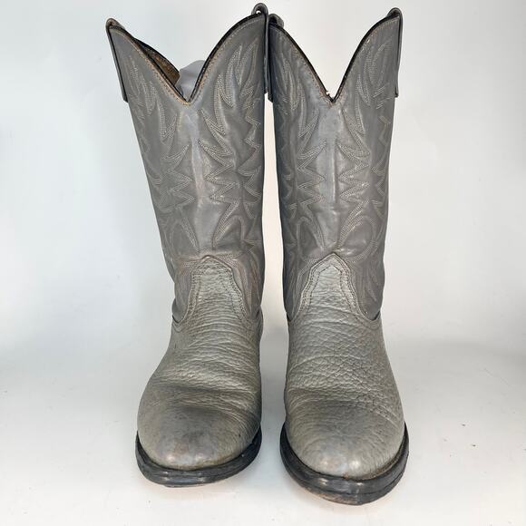 Palomino 12" Full-Grain Pebbled Leather Western Cowboy Boots 60093L5 Grey Men 10 - Picture 2 of 15